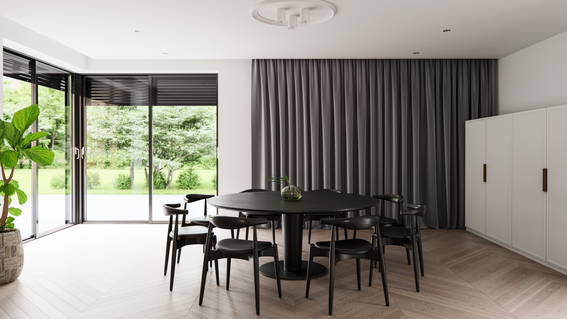 Lampa z povrchově montovaných svítidel v obývacím pokoji